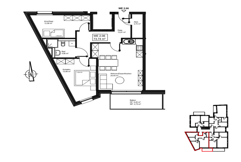 Grundriss - 1. OG - Wohnung 2.06