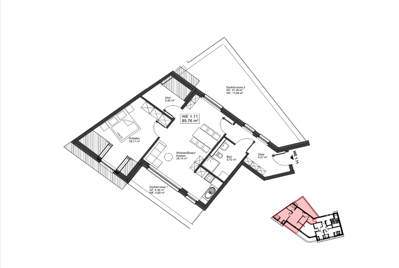 Grundriss - Dachgeschoss - Penthouse 1.11