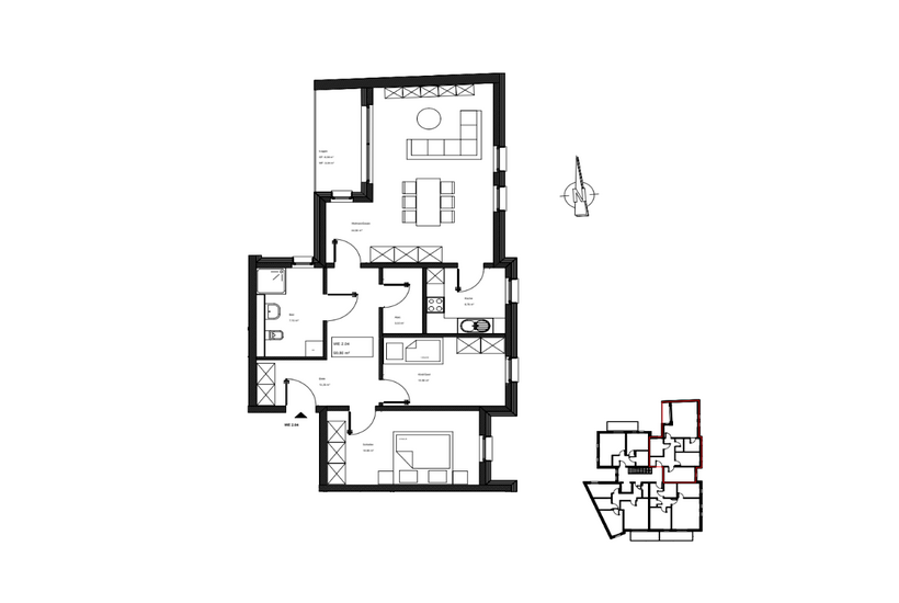 Grundriss - 1. OG - Wohnung 2.04