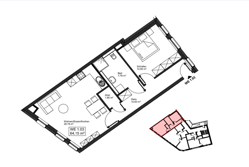 Grundriss - EG - Wohnung 1.03